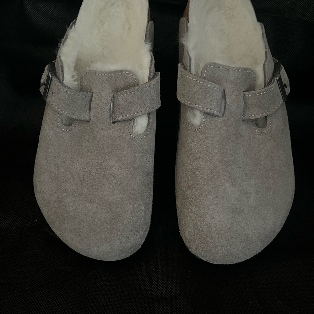 Birkenstock womens Gray Suede clogs
